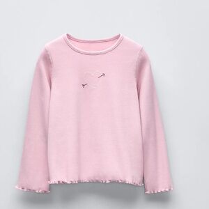 Zara Heart Embroidered Ribbed Top 4